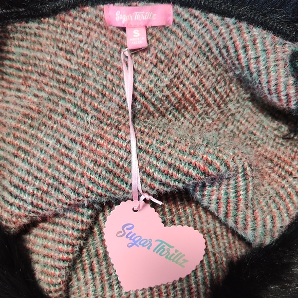 Sugar Thrillz Holiday Party Plaid Cardigan - Size S - Picture 8 of 9